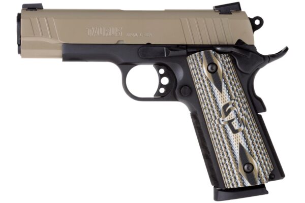 Taurus PT1911 Commander Cerakote Mill Spec Sand .45 ACP 8rd Magazine 4.20" Barrel VZ Grip - Precision Shot Firearms