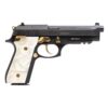 Taurus PT92 Handgun 9mm Luger 17rd Magazines (2) 5" Barrel Black with Pearl Grips and Gold Accents - Precision Shot Firearms
