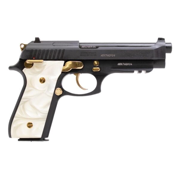 Taurus PT92 Handgun 9mm Luger 17rd Magazines (2) 5" Barrel Black with Pearl Grips and Gold Accents - Precision Shot Firearms
