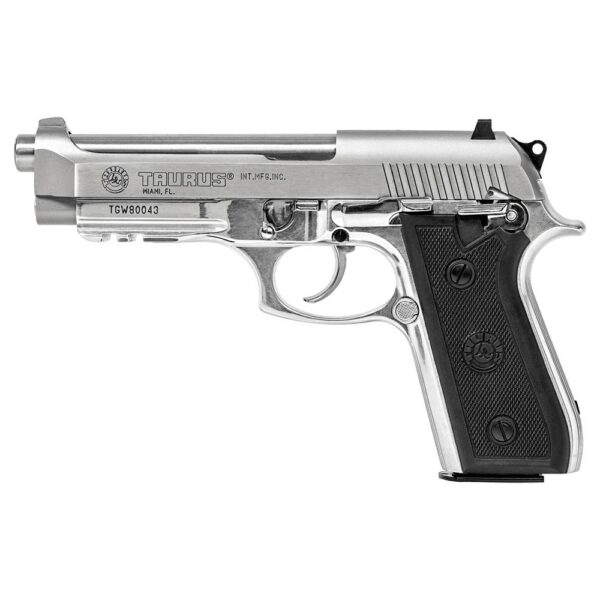 Taurus 92 Handgun 9mm Luger 17rd Magazine 5" Barrel High polish Stainless Slide/ Black Grip - Precision Shot Firearms