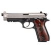 Taurus PT92 Handgun 9mm Luger 17rd Magazines (2) 5" Barrel Black Silver with Wood Grips - Precision Shot Firearms