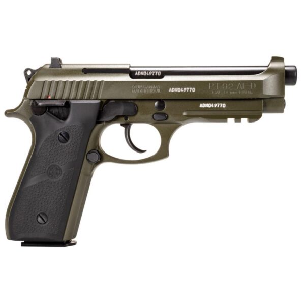 Taurus PT92 Handgun 9mm Luger 17rd Magazines (2) 5" Barrel OD Green Black Hogue Grip - Precision Shot Firearms