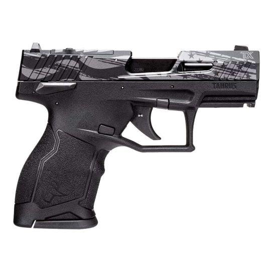 Taurus TX22 Compact Handgun .22 LR 13rd Magazines (2) 3.6" Barrel Black Engraved US Distressed Flag - Precision Shot Firearms