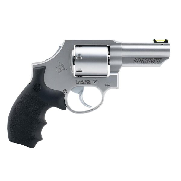 Taurus 66 Combat Handgun .357 Mag 7rd Capacity 3" Stainless Barrel Matte Frame w/Hogue Grip Front Fiber Optic Sight - Precision Shot Firearms