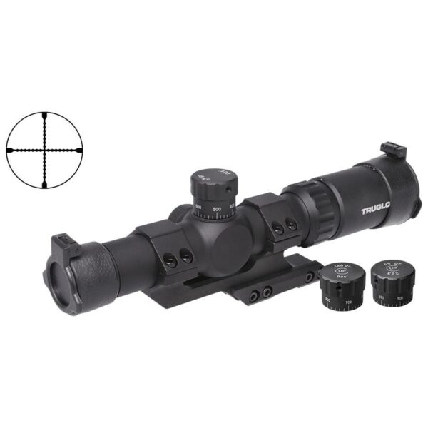 Truglo Tru-Brite 30 SeriesTactical Rifle Scope 1-6x24mm 30mm SFP IR Power Ring Duplex Mil-Dot Illum Black - Precision Shot Firearms
