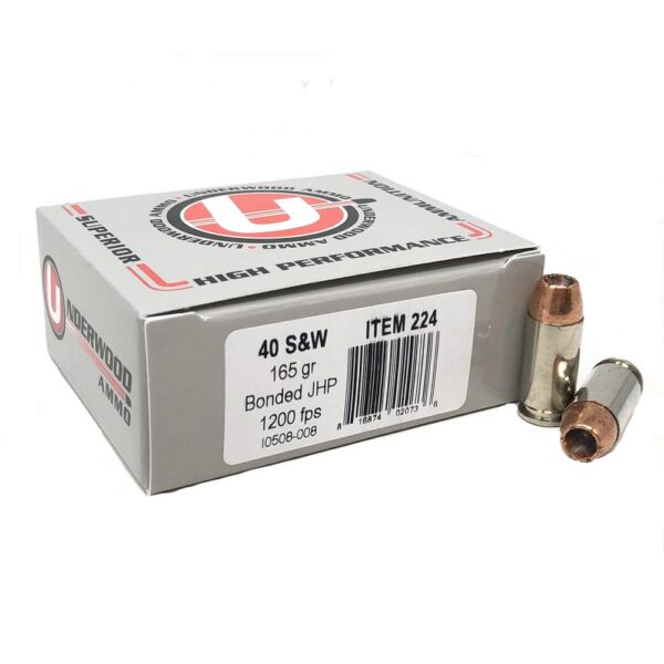 Underwood Ammo Handgun Ammunition 40 S&W 165gr JHP 1200 fps 20/ct - Precision Shot Firearms