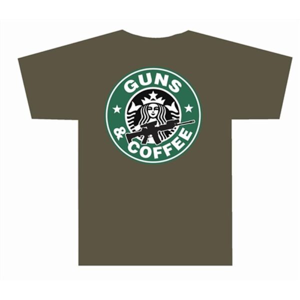 Tuff Products Guns and Coffee Short Sleeve Shirt OD Green L - Precision Shot Firearms