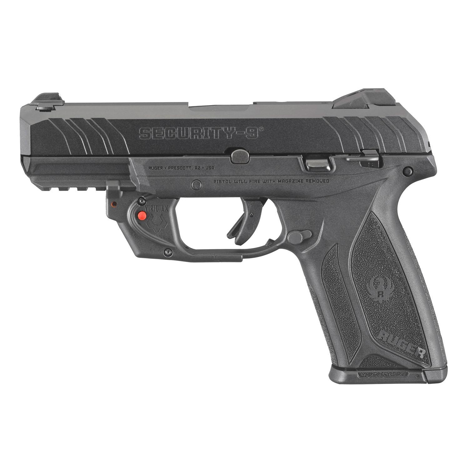 Ruger Security w/Viridian Laser Handgun 9mm Luger 15rd Magazines(2) 4" Barrel Black - Precision Shot Firearms
