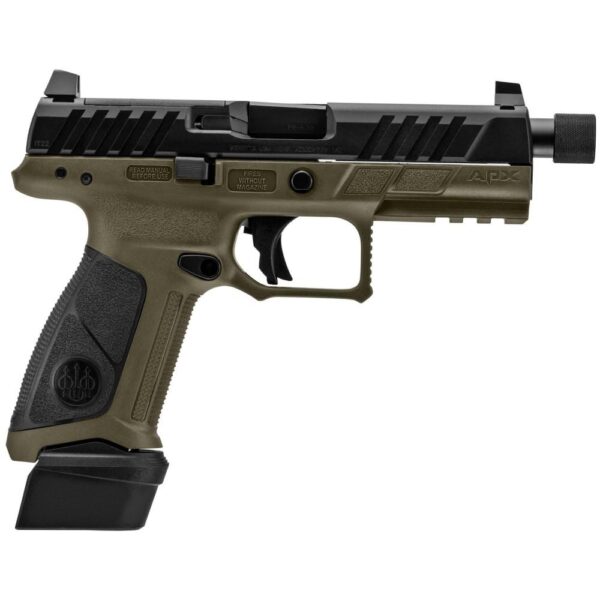 Beretta APX A1 Full Size Tactical Handgun 9mm Luger 21rd Magazines (3) 4.8" Threaded Barrel OD Green with Black Slide and Grip - Precision Shot Firearms