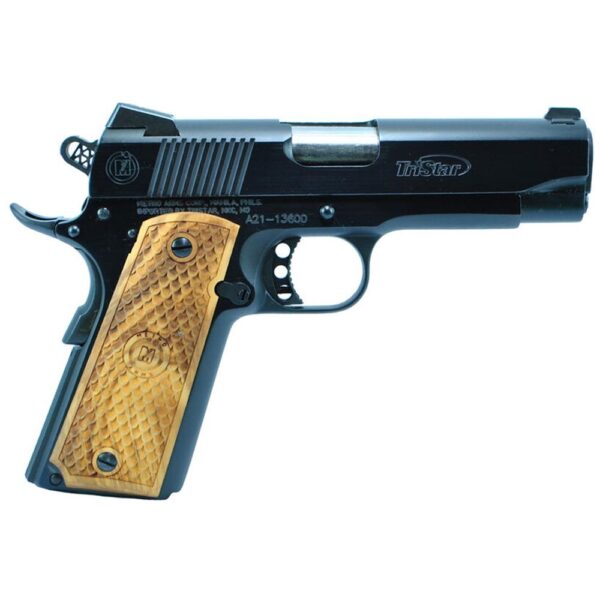 TriStar American Classic Commander 1911 Handgun 9mm Luger 10rd Magazine 4.25" Barrel Black with Wood Grip - Precision Shot Firearms