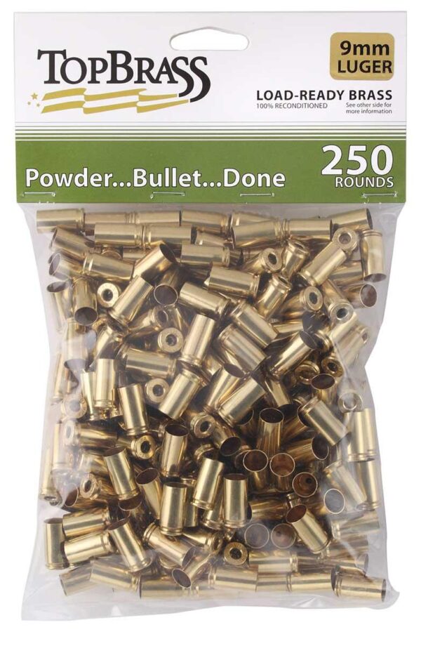 Top Brass Unprimed Remanufactured Handgun Brass 9mm Luger BulkGrade A+ 250/ct - Precision Shot Firearms