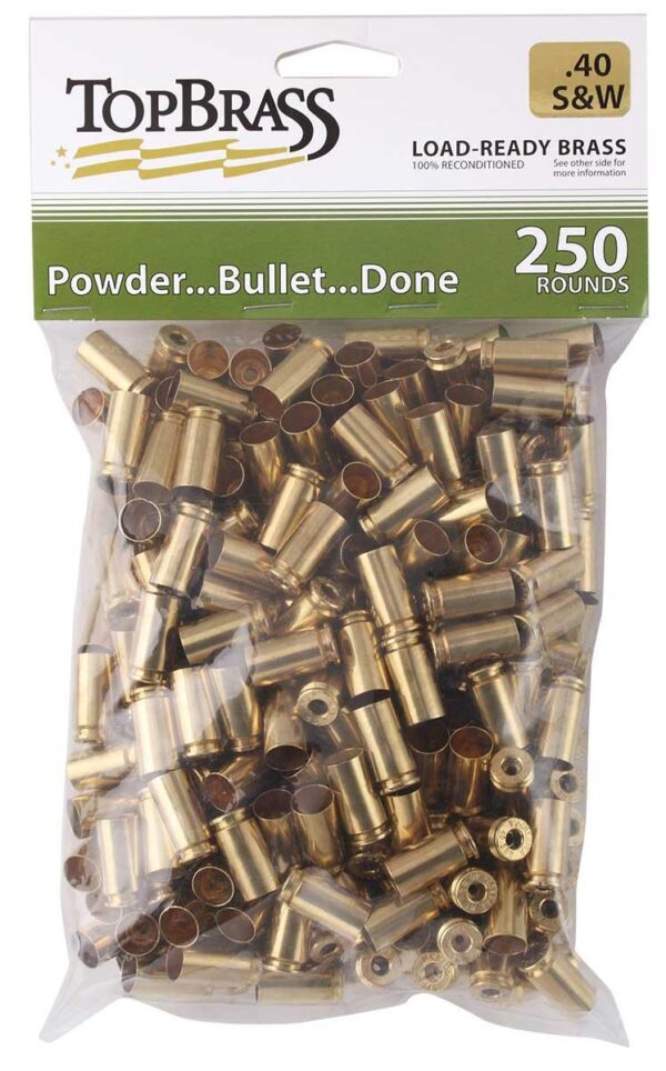 Top Brass Unprimed Remanufactured Handgun Brass .40 S&W Bulk Grade A+ 250/ct - Precision Shot Firearms