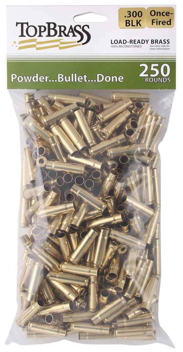 Top Brass Unprimed Remanufactured Rifle Brass .300 Blackout Bagged Grade A+ 250/ct - Precision Shot Firearms