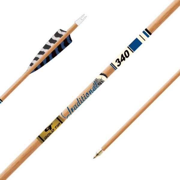 Gold Tip Traditional XT Arrows - 340 - 5" Barred Feathers - 1/2 dozen - Precision Shot Firearms
