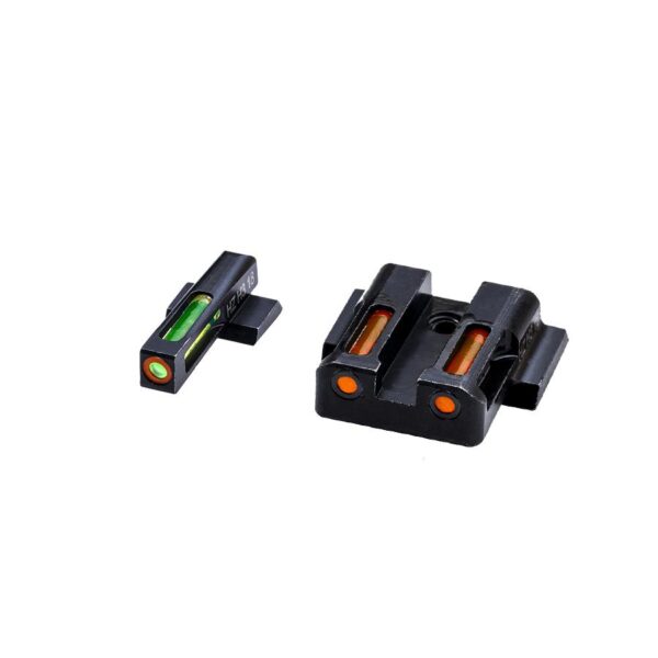 HIVIZ Litewave H3 Tritium/Litepipe Handgun Sight Set for S&W M&P Green with Orange Ring Front Orange Rear - Precision Shot Firearms