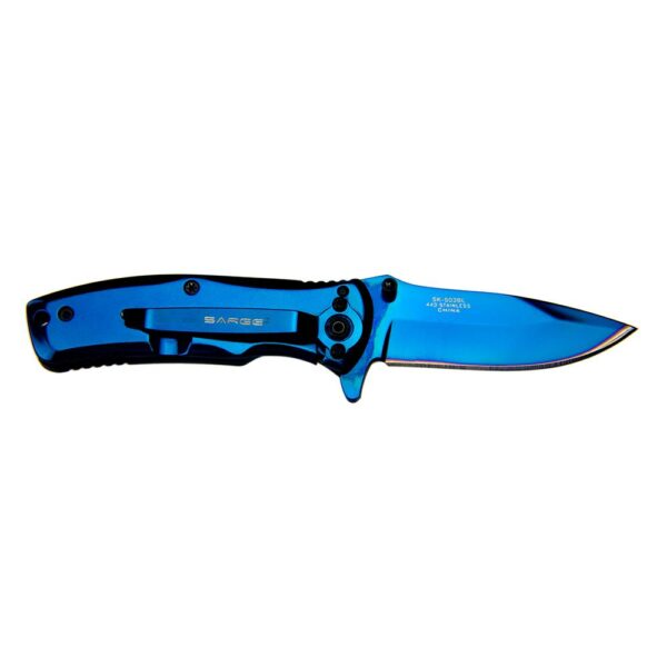 Sarge Knives Phase Folding Knife 2-1/2" Drop Point Blade Blue Tin - Precision Shot Firearms