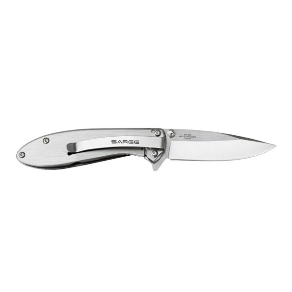 Sarge Knives Hawk Swift Assist Folder Knife 3-1/8" Clip Point Blade Chrome - Precision Shot Firearms