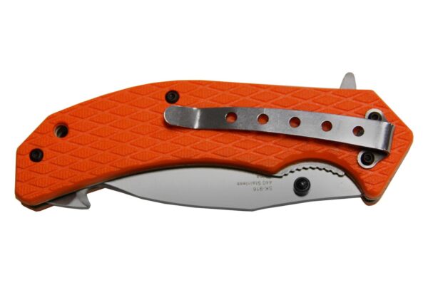 Sarge Knives Adrenaline Spring Assist Folding Knife 3-1/2" Gut Hook Blade Orange - Precision Shot Firearms