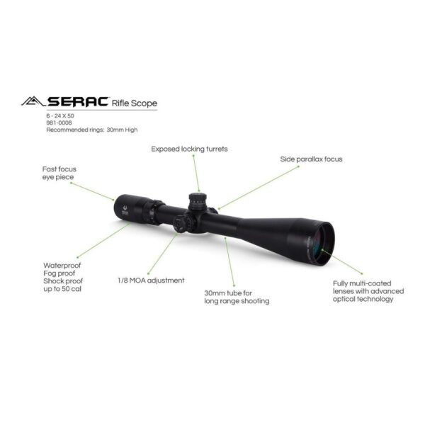 Viridian Serac Rifle Scope 6-24x50 30mm SFP Etched VFD-2 Black - Precision Shot Firearms