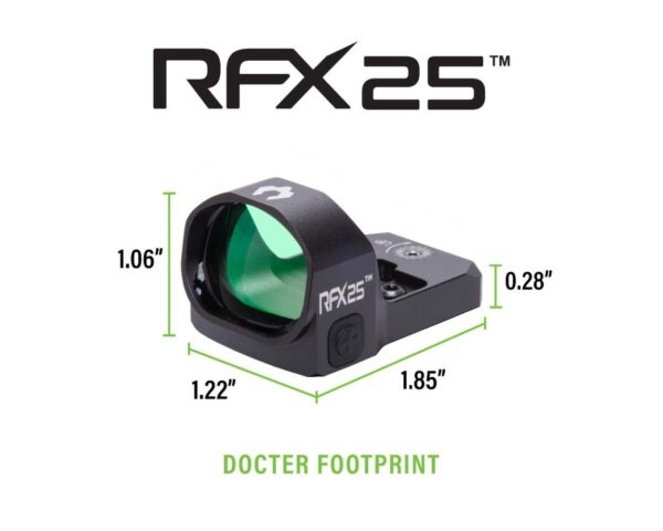 Viridian RFX25 1x20 Micro Green Dot Reflex Sight - DOCTER Mounting pattern INSTANT-ON - Precision Shot Firearms