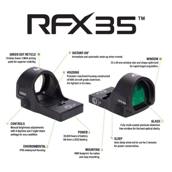 Viridian RFX35 Green Dot Reflex Sight RMR Footprint FDE - Precision Shot Firearms