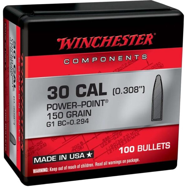 Winchester Rifle Bullets .30 Cal .308" 150 gr JSP 100/ct - Precision Shot Firearms