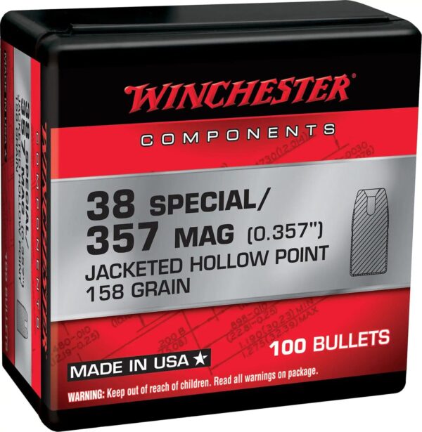 Winchester JHP Bullets 38 SPL/357 MAG .357" 158gr 100/ct - Precision Shot Firearms