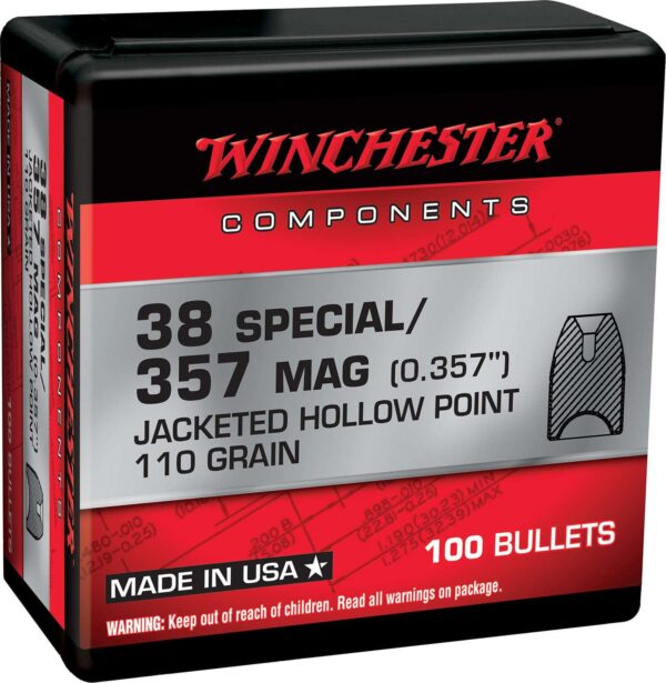 Winchester JHP Bullets 38 SPL/357 MAG .357" 110gr 100/ct - Precision Shot Firearms