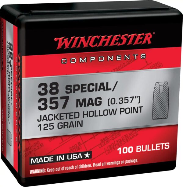 Winchester JHP Bullets 38 SPL/357 MAG .357" 125gr 100/ct - Precision Shot Firearms