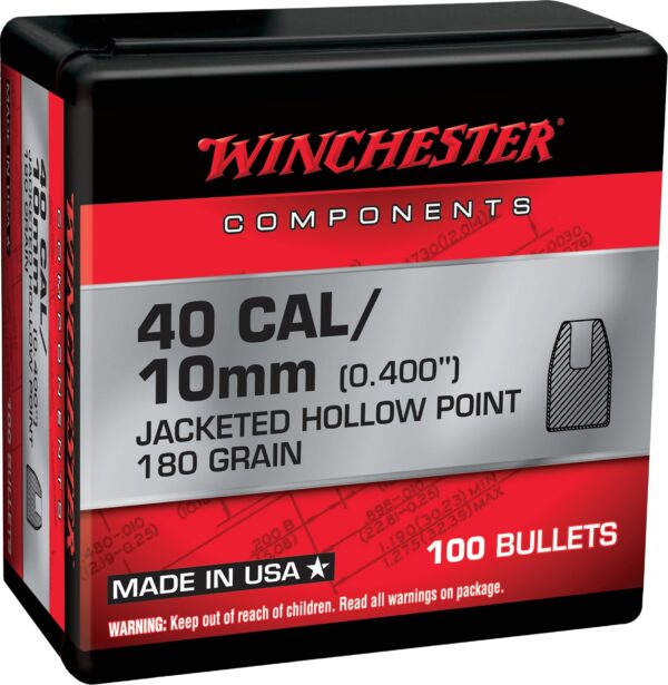 Winchester JHP Bullets 40 cal .400" 180gr 100/ct - Precision Shot Firearms