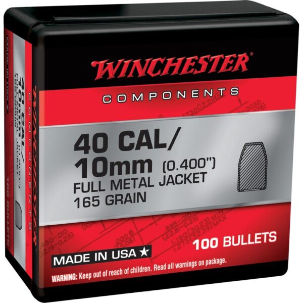 Winchester Handgun Bullets .40 Cal/10mm 0.400" 165 gr FMJ 100/ct - Precision Shot Firearms