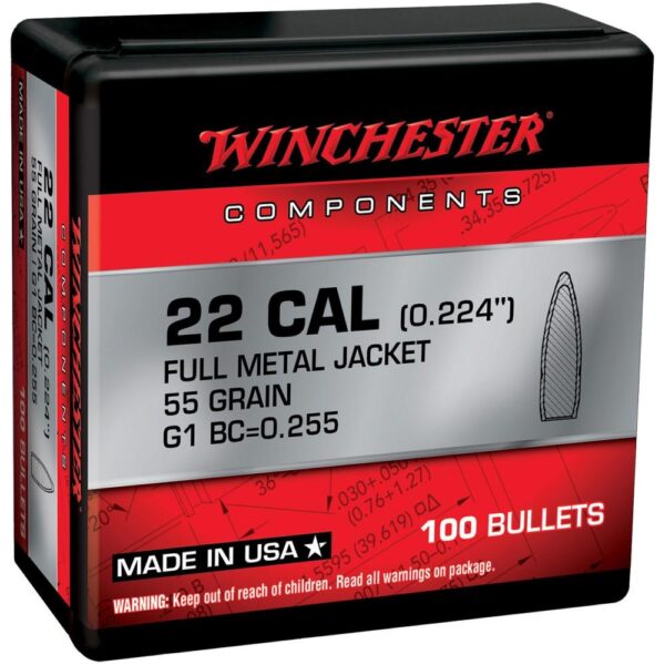 Winchester Centerfire Rifle Bullets 5.56 NATO .224" 55 gr FMJ 100/ct - Precision Shot Firearms