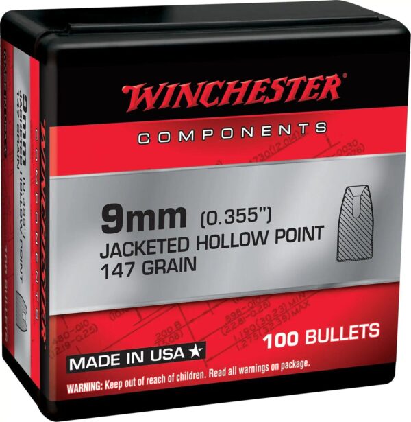 Winchester JHP Bullets 9mm .355" 147gr 100/ct - Precision Shot Firearms