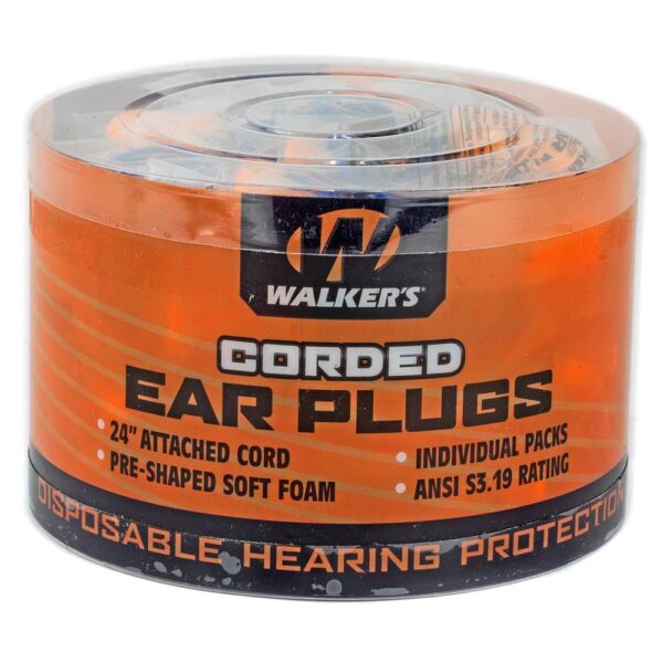 Walker's Corded Foam Ear Plugs 32dB Jar 50/ct - Precision Shot Firearms