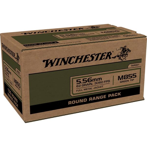 Winchester USA Lake City M855 Green Tip Rifle Ammunition 5.56mm 62 gr. FMJ 3060 fps 100/ct (Bulk) - Precision Shot Firearms