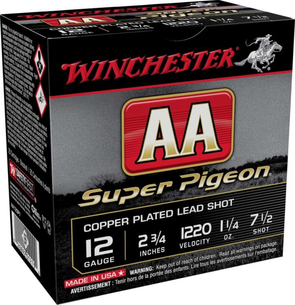 Winchester AA Super Pigeon Shotshells 12 ga 2-3/4" 1-1/4 oz 1220 fps #7.5 25/ct - Precision Shot Firearms