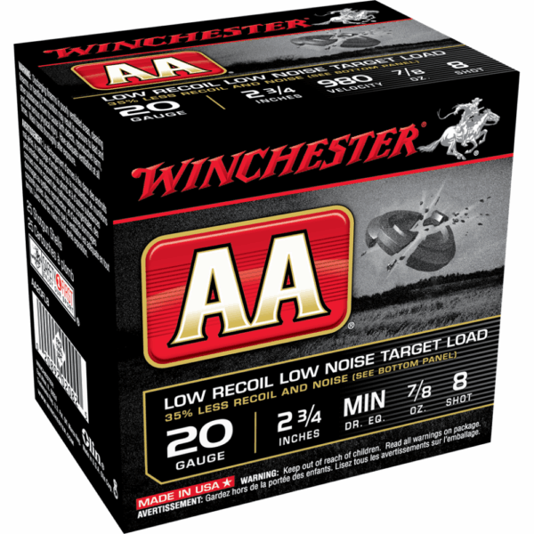 Winchester AA Target 20 ga 2 3/4" 1-1/2 dr 7/8 oz #8 980 fps - 25/ct - Precision Shot Firearms