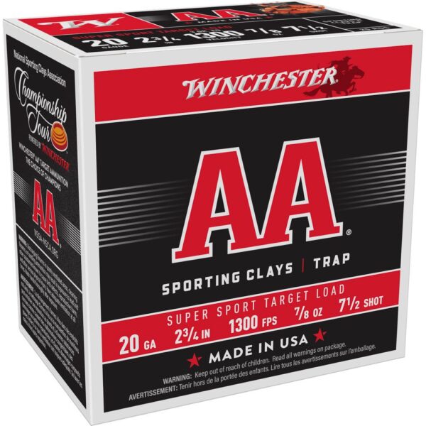 Winchester AA Super Sport 20 ga 2-3/4" 3 dr 7/8 oz #7.5 1300 fps - 25/ct - Precision Shot Firearms