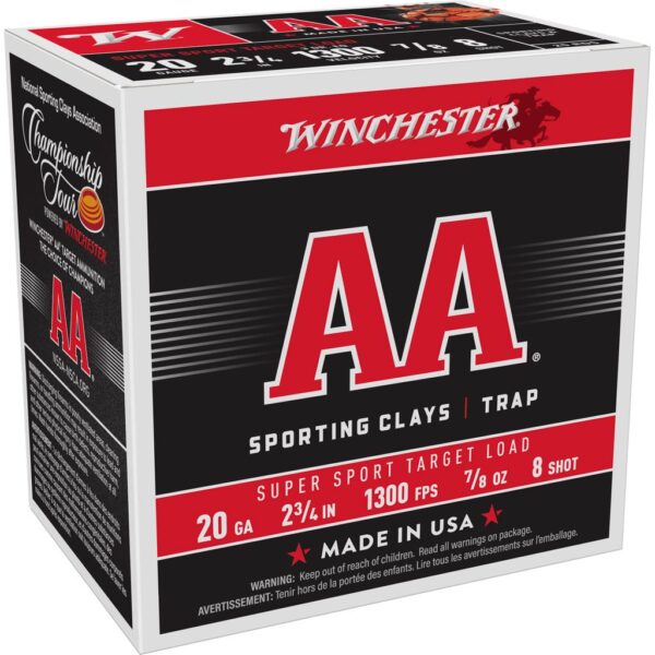 Winchester AA Super Sport 20 ga 2-3/4" 7/8 oz #8 1300 fps - 25/ct - Precision Shot Firearms