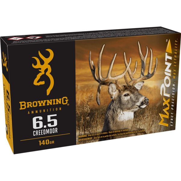 Browning Max Point Rifle Ammuntion 6.5 Creedmoor 140gr PT 2650 fps 20/ct - Precision Shot Firearms