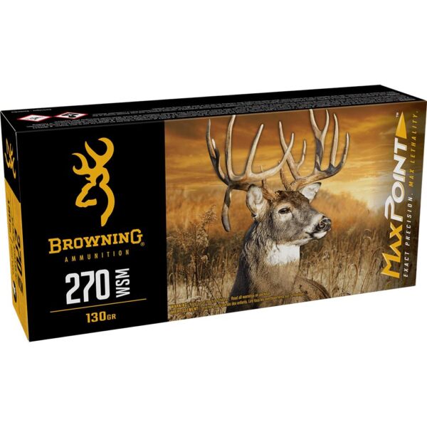 Browning Max Point Rifle Ammunition 270 Win 130gr PT 3275 fps 20/ct - Precision Shot Firearms