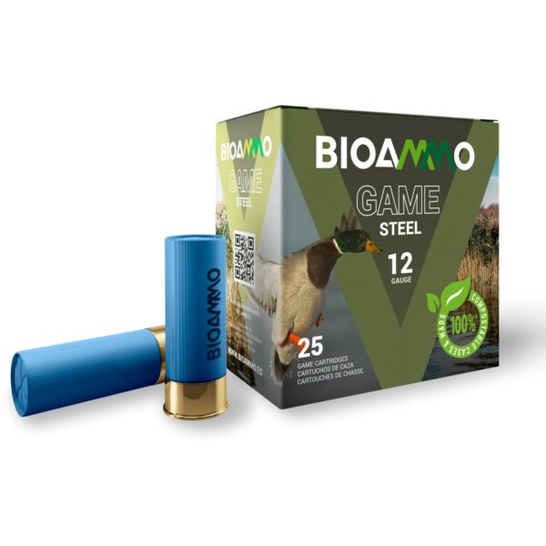 BIOAMMO Steel Game Waterfowl Shotshells 12 ga 2-3/4" 1 oz 1265 fps #4 25/ct - Precision Shot Firearms