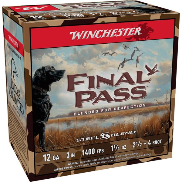 Winchester Final Pass Shotshells 12 ga 3" 1-1/4 oz 1400 fps 2.5 + 4 Shot 25/rds - Precision Shot Firearms