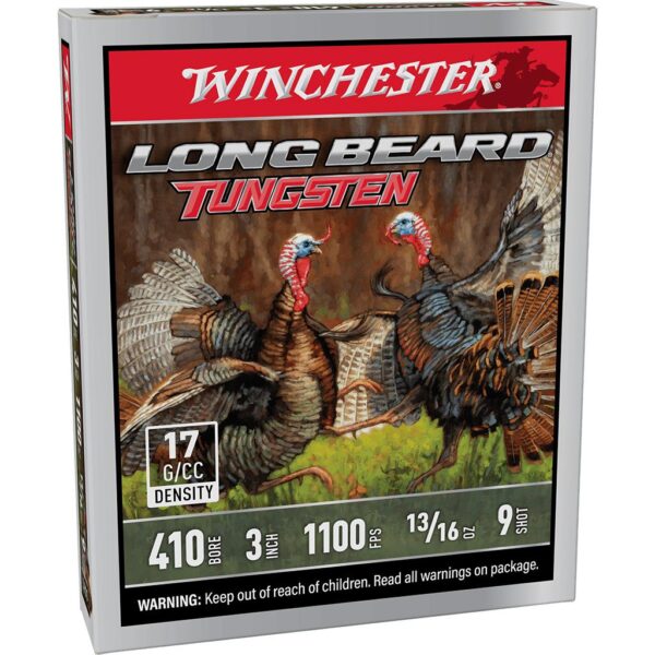 Winchester Long Beard Tungsten Shotshell 410ga 3" 13/16oz 1100 fps #9 5/ct - Precision Shot Firearms