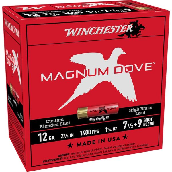 Winchester Magnum Dove Shotshells 12 ga 2-3/4" 1-1/4 oz 1400 fps #7.5 & #9 25/rds - Precision Shot Firearms