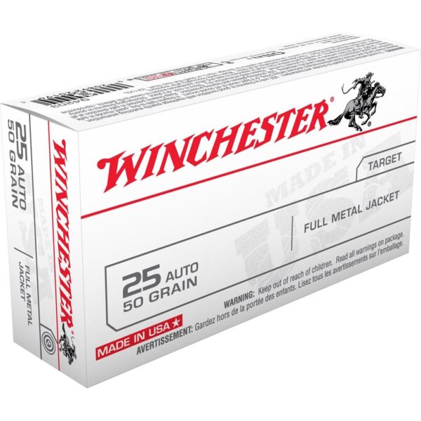 Winchester USA Handgun Ammunition .25 ACP 50 gr FMJ 50/ct - Precision Shot Firearms