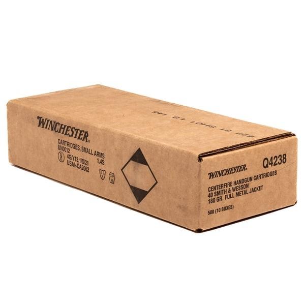 Winchester USA Handgun Ammunition .40 S&W 180 gr FMJ 1020 fps 500/ct - Precision Shot Firearms