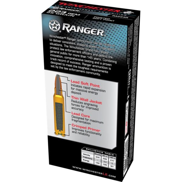 Winchester Ranger Rifle Ammunition 223 Rem 55gr PSP 3020 fps 20/ct - Precision Shot Firearms