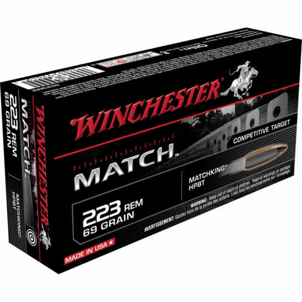 Winchester Match Rifle Ammunition .223 Rem 69 gr. BTHP 3060 fps 20/ct - Precision Shot Firearms