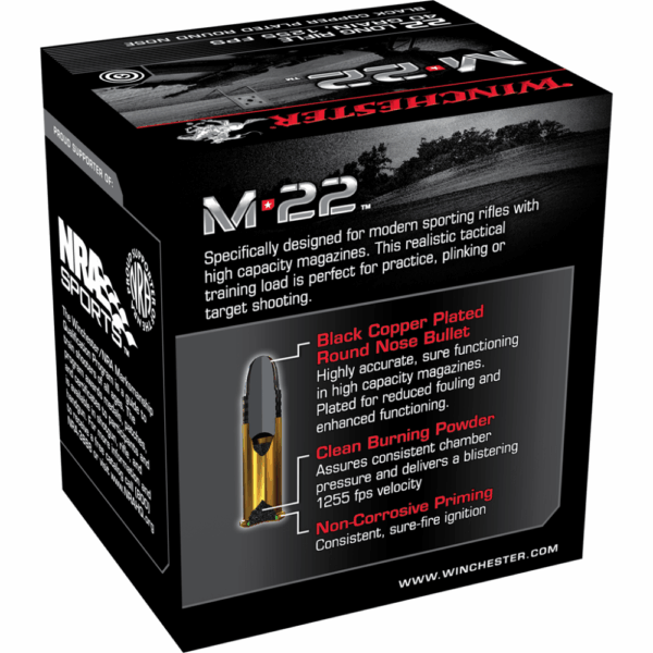 Winchester M-22 Rimfire Rifle Ammunition .22 LR 40 gr. RN 1000/ct - Precision Shot Firearms